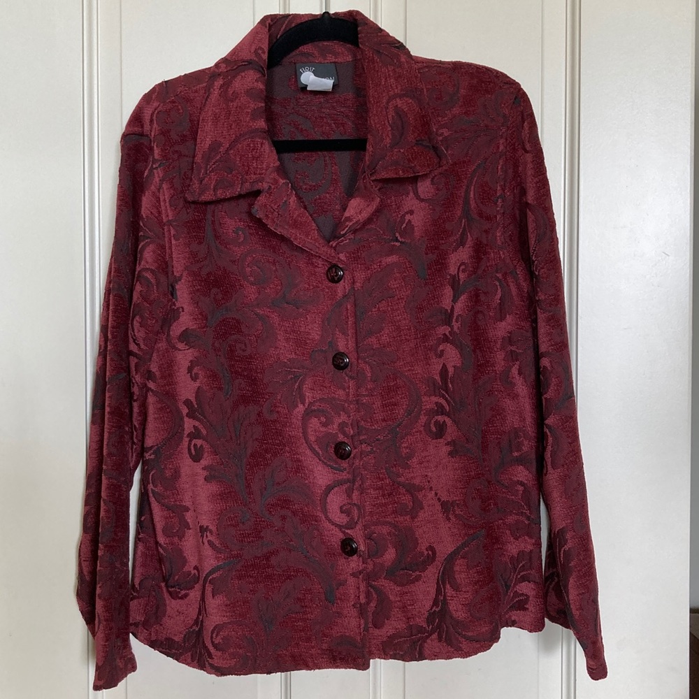 First Option Deep Red Brocade Jacket